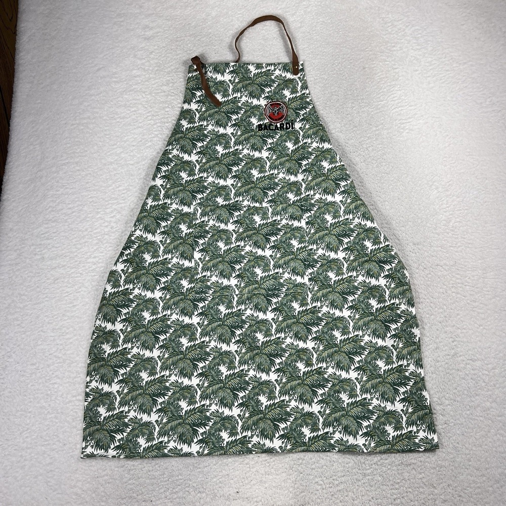 Bacardi Apron Kitchen unisex with Leather Bartender Embroidered Logo 100% Cotton